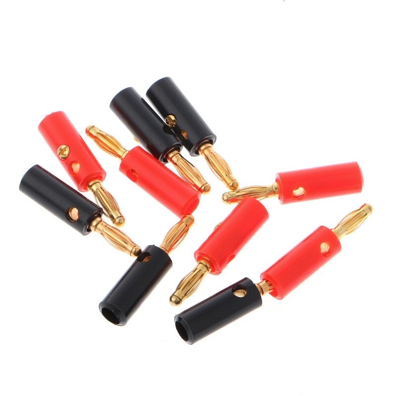 10 Pcs 4mm Gold Plated Speaker Wire Cable Screw Banana Plug Connector