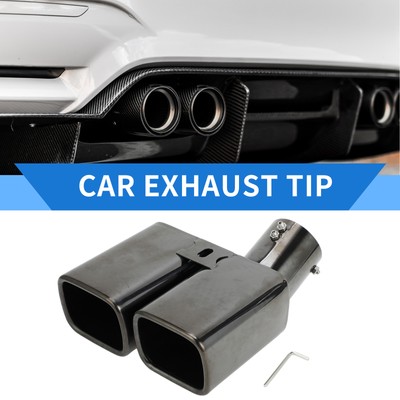1 Pc Square Curved Dual Exhaust Tip 2.4'' Inlet for Toyota Alphard Vellfire Black