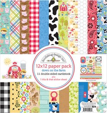 Doodlebug Double-Sided Paper Pack 12"X12" 12/Pkg-Down On The Farm Pack of 1 