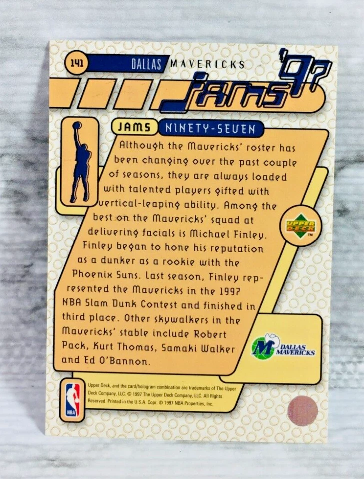 1997-98 UPPER DECK BASKETBALL #141 MICHAEL FINLEY '97 JAMS (MAVERICKS) - Image 2 of 2