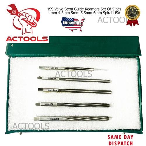 Valve Hss Stem Guide Reamers 5 Pcs 4mm 4.5mm 5mm 5.5mm 6mm Spiral USA