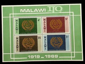 MALAWI Sc 113a NH SOUVENIR SHEET OF 1969 - ILO - (DL24)