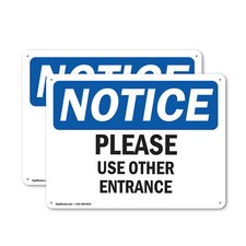  2 Pack Please Use Other Entrance OSHA Notice Sign Decal Metal Plastic