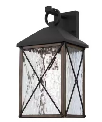 Essential Elements Lighting Wayland 9''  Wall Light Water Glass Distressed Black