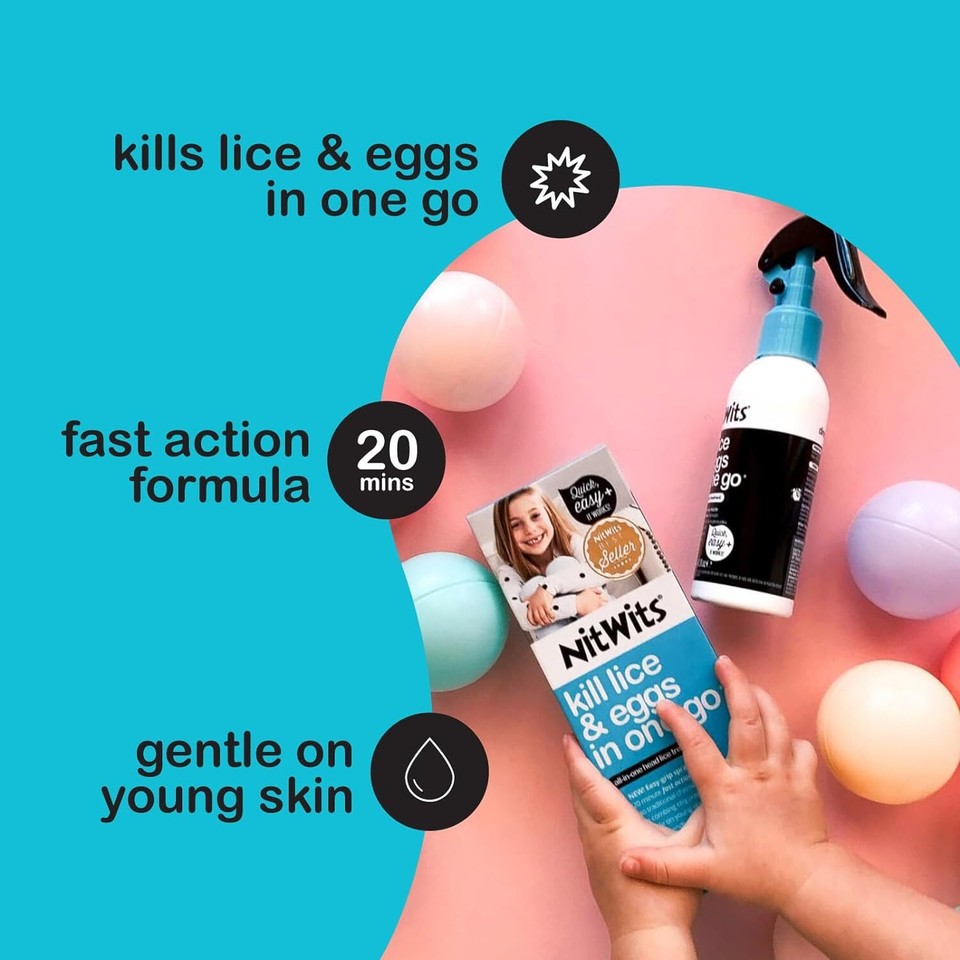 NitWits AllInOne Head Lice Treatment Spray, Kills Nits & Eggs 120ml