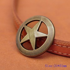 LOT 10PCS 31 31MM WESTERN TEXAS RANGER STAR ANTIQUE BRASS LEATHER CONCHOS TACK