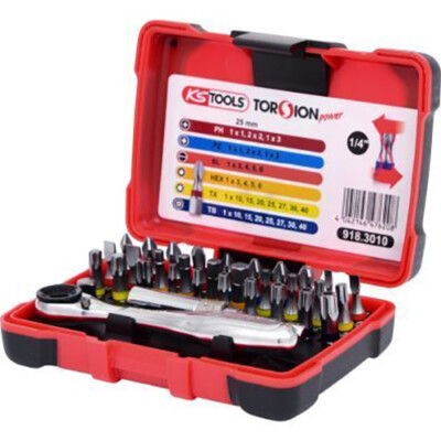 KS TOOLS Schraubendreher-Einsatz Bits 918.3010 - 1/4'' TORSIONpower Bit-Box 32tlg