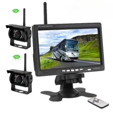 2X Wireless Rear View Backup Camera 7" Monitor Night Vision Kit RV For Truck Bus