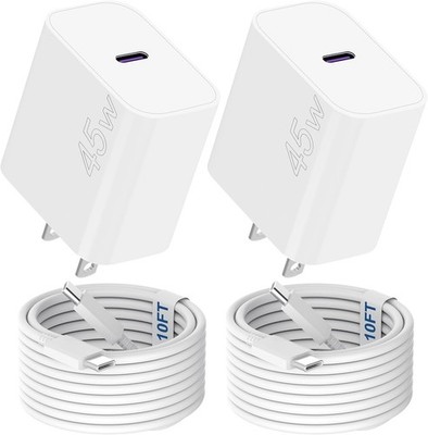2x Cargador para iPhone 17 Pro Max Carga Rápida de 45 W con Cable USB tipo C