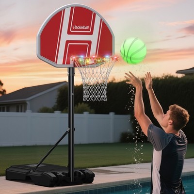 Adjusted Height 5.5-6.1ft Pool Side Basketball Hoop Backboard Swimming Pool Game