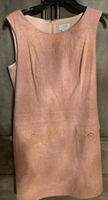 ANN TAYLOR LOFT PINKISH ORANGE TWEED CAREER CASIAL LINED PENCIL DRESS SZ 6 $$