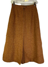 Vintage 60s Mod Twee Womens 10 Brown Tweed High Rise A Line Midi Skirt USA