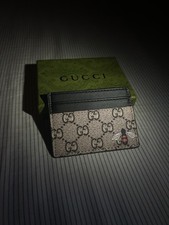 Gucci Bee Print GG Supreme Calf Leather Card Holder