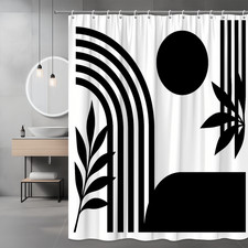 Modern Black White Shower Curtain with Abstract Design