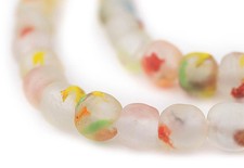 Rainbow Speckled Recycled Glass Beads 11mm Ghana African Sea Glass Multicolor