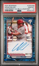 2024 Bowman Aidan Miller 1st Chrome Prosp Blue Lunar Refractor auto  /150 PSA 10