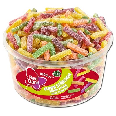 (6,93 /1kg) Red Band Gummi Stäbchen super sauer, Fruchtgummi 500 St