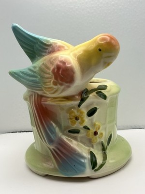 Vintage American Bisque Parakeet Planter 6 X 4.5 Inches