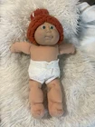 Vtg Cabbage Patch Kids Doll Orange Hair green Eyes Dimples tongue Diaper 16” Toy