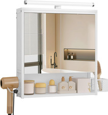 Mobiletto Da Bagno Con Specchio E Luce LED, Mobiletto Pensile Con Illuminazione,