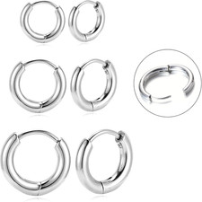 G23 Titanium Hoop Earrings, Hinged Huggie Hoop Earrings for Lobe Cartilage 8Mm/1