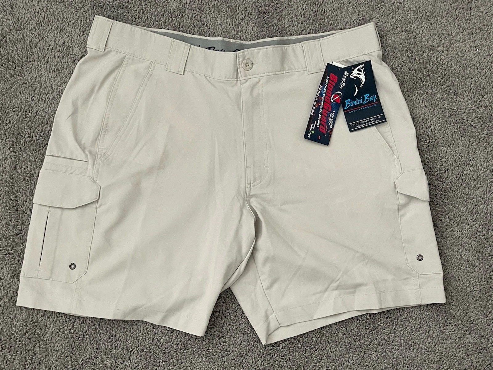 Bimini Bay Outfitters Men's Cargo Short BloodGuard™ Nanotex Khaki Sz 42