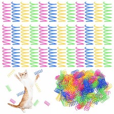 300 Pcs Cat Spring Toys, 4 Colors Plastic Spiral Interactive Coils for Indoor...