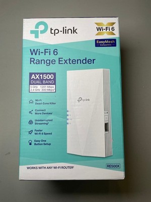 TP-Link AX1500 WiFi 6 Range Extender RE500X White Wall Plug 1500 Ft Dual Band
