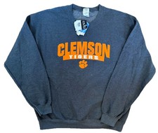 NWT Vintage Clemson Tigers Gray Crewneck Sweatshirt Large Rare Fleece Deadstock