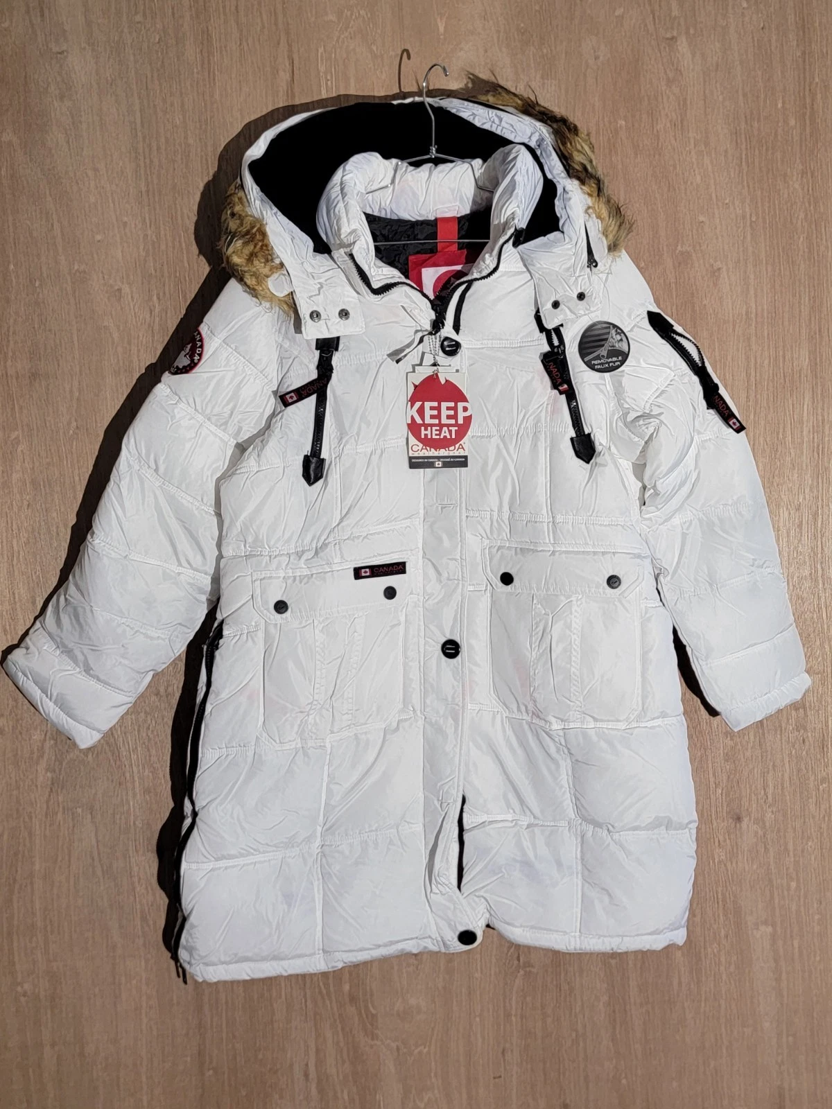 CANADA GOOSE canada weather gear giacca oca donna XL staccabile rimovibile pelliccia sintetica bianca