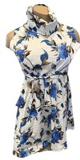 Women's Retro Look Sleeveless Stretch Dress size 5x(3x-us) Blue Floral #ERC