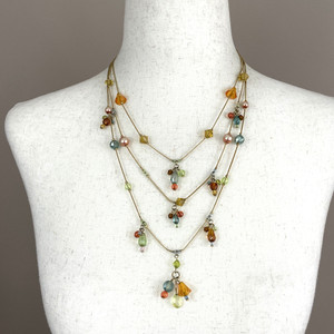 Authentic Retired 2009 Premier Designs ‘Tutti Frutti’ Gold Plated Faux Pearl AB Necklace
