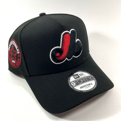 New Era Montreal Expos Exclusive Black Red 9FORTY A-Frame Snapback Hat Cap