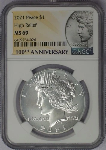 2021 High Relief Peace Dollar - NGC MS 69