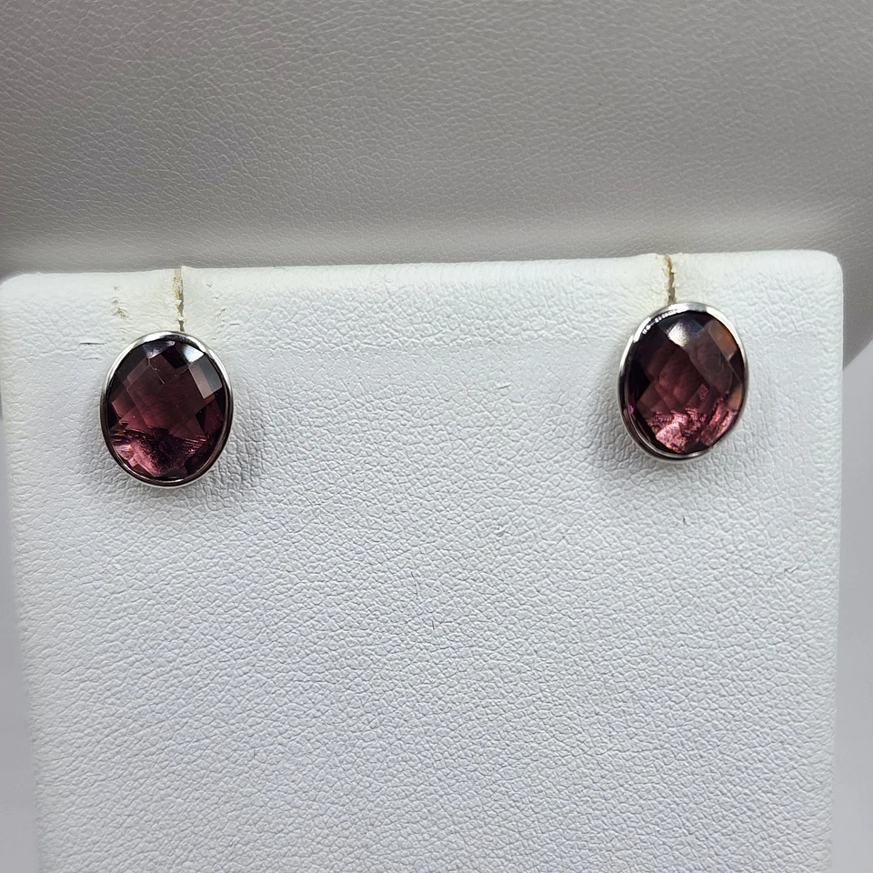 NUEVO Juego de colgantes y pendientes de plata de ley 925 enchapados en rodio circonitas púrpuras Foto 2 de 4