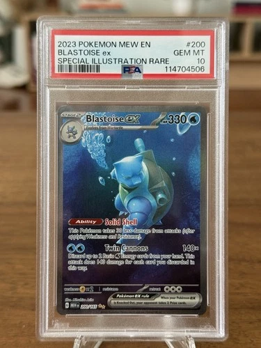 Blastoise ex 200/165 Mew En-151 200 Special Illustration Rare GEM MINT PSA 10