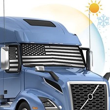 Semi Truck Sun Shade for Windshield and Side Window Retractable US Flag
