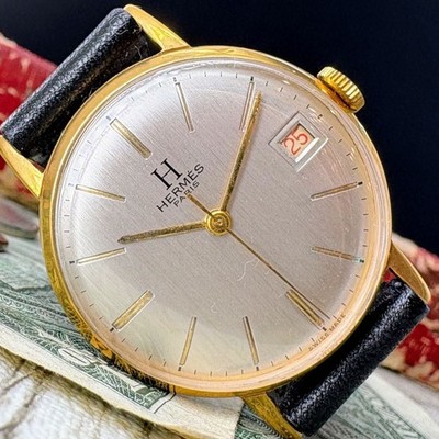 Hermes Paris Vintage Mechanical Watch Leather Strap From Japan