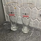 Vintage Union Bier German Beer Pilsner Glass 9 inch Tall Glass Gold Rim Lot of 2