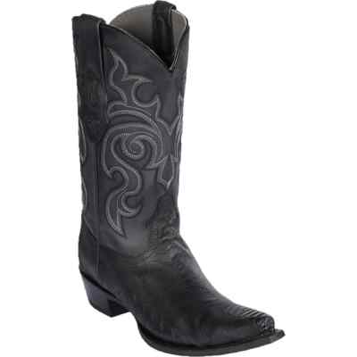 LOS ALTOS GENUINE MATTE BLACK SNIP TOE OSTRICH LEG WESTERN BOOT EE 94G0505