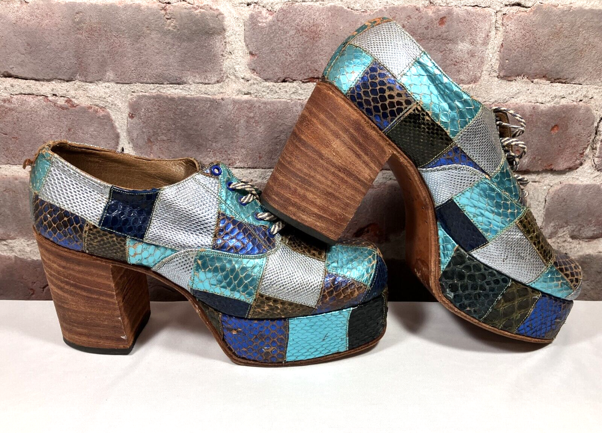 RARE Vtg Terry de Havilland Men's Glam Rock Platform Snakeskin