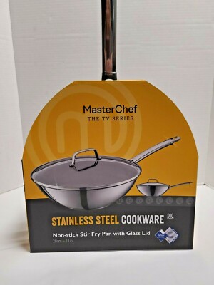 MasterChef TV Series Stir Fry Pan Glass Lid Stainless Steel