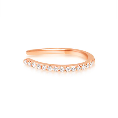 Single 14k Solid Rose Gold Genuine Natural Diamond Ear Cuff No Piercing Needed