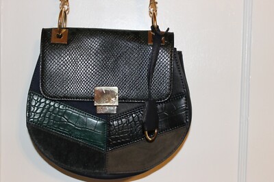 ALDO FAUX CROC & PYTHON SKIN GREEN BLACK & GRAY LADIES ''VEGAN'' PURSE NEW NWT