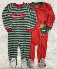 Lot of 2 - Carter's Toddler Fleece Footed Pajamas, 4T, Christmas Theme