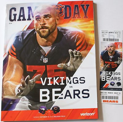 2016 Chicago Bears Minnesota Vikings Program w/Ticket Kyle Long Cover 