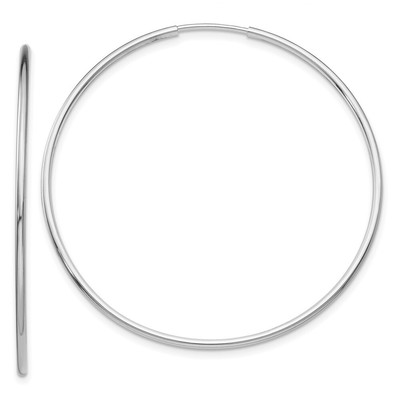 44 mm 14K Weißgold Poliert Endlos Rohr Reifen Ohrringe TF794