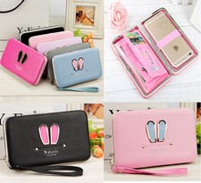 Womens Girls PU Leather Clutch Wallet ID Card Holder Purse Cellphone Box Handbag