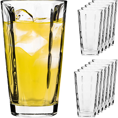 12x hohe 320ml Longdrinkgläser in Diamant Optik Saftglas Wasserglas Set Cocktail