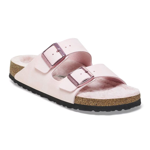 Birkenstock Arizona Dusty Rose Leather Sandal Women 37 Narrow New Wool Sherling